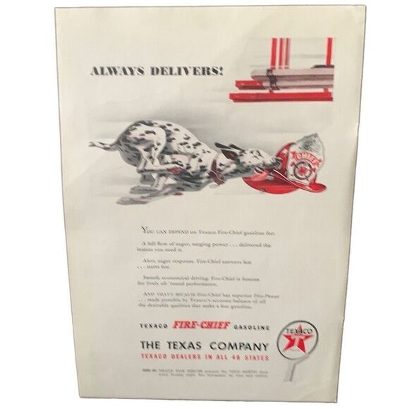 Vintage 1947 Texaco Fire Chief Always Delivers Ad Advertisement - Picture 3 of 4